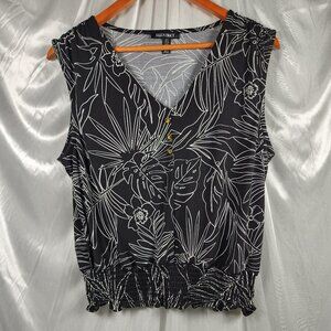 Ellen Tracy Black & White Floral Blouse